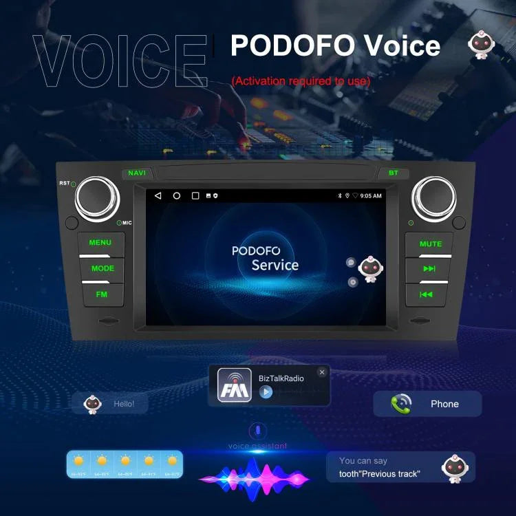 Pour BMW Série 3 E90 Android 15 7 pouces CarPlay Navigation de voiture Machine intégrée d'image de recul, Standard, Standard+AHD+Microphone
