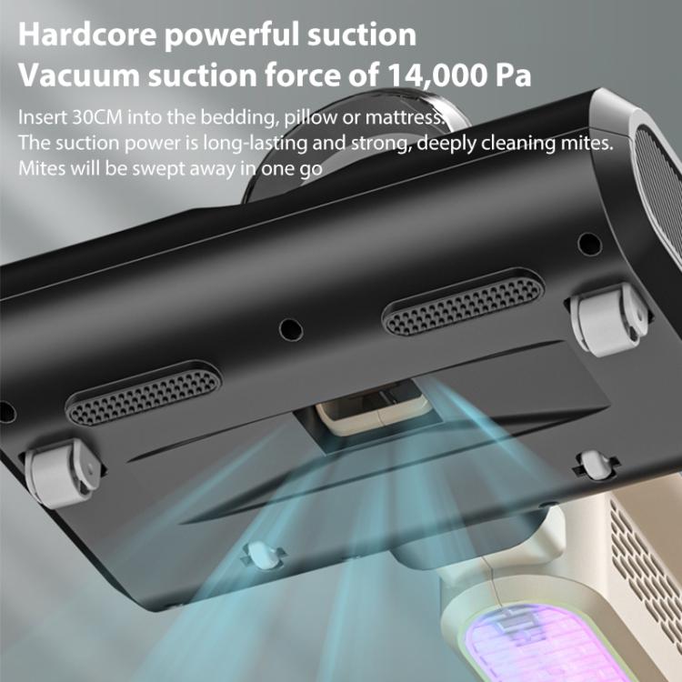 14000Pa Aspirateur sans fil portatif 2 en 1 pour la maison, éliminateur d'acariens, stérilisation UV