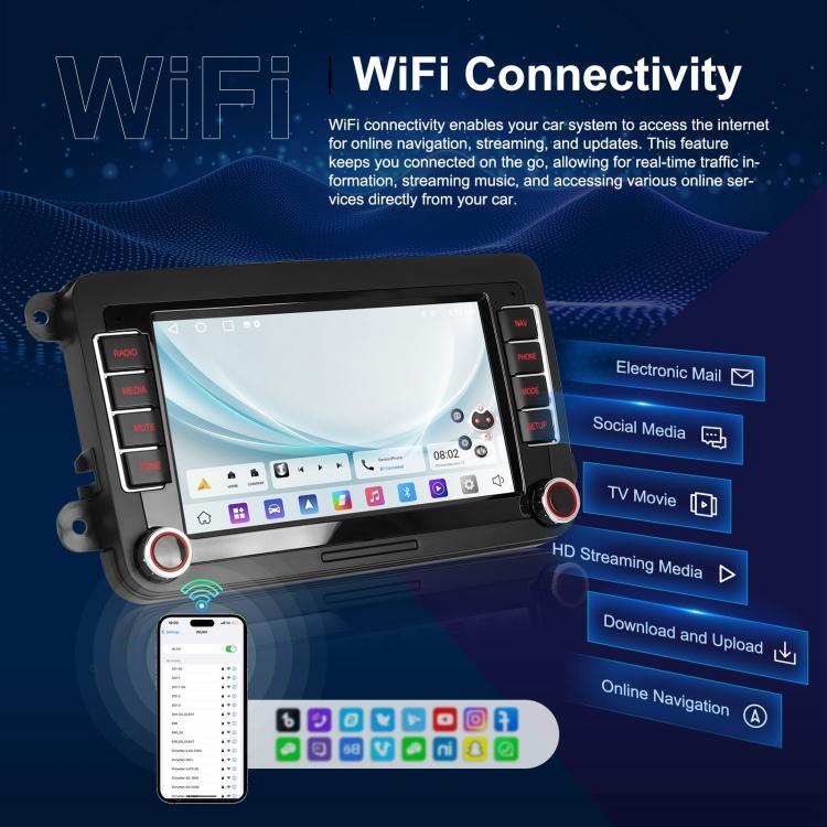 Pour Volkswagen Android 15 Autoradio avec écran 9 pouces, Navigation centrale, Standard, Standard+AHD+Microphone