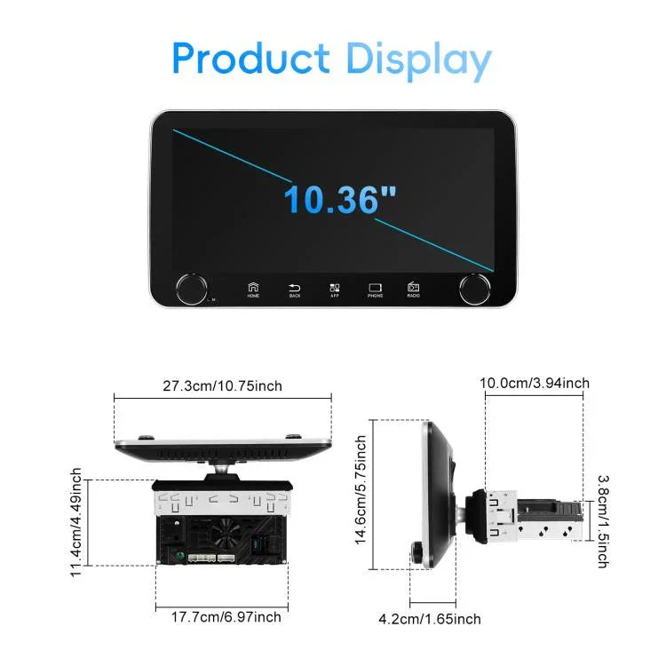 Écran de 10,36 pouces Android 15 Voiture CarPlay Navigation Machine Intégrée avec Double Bouton Rotatif, Standard, Standard+AHD+Microphone