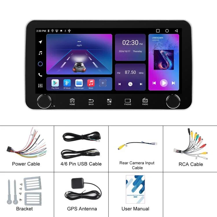Écran de 10,36 pouces Android 15 Voiture CarPlay Navigation Machine Intégrée avec Double Bouton Rotatif, Standard, Standard+AHD+Microphone