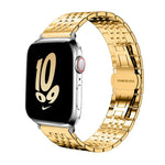 Bracelet de montre xDfind à sept perles en acier inoxydable massif, compatible avec Apple Watch 42/44/45/46/49 mm (22 mm) et Apple Watch 38/40/41/S10 (42 mm, 20 mm).