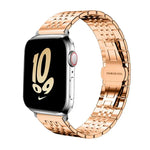 Bracelet de montre xDfind à sept perles en acier inoxydable massif, compatible avec Apple Watch 42/44/45/46/49 mm (22 mm) et Apple Watch 38/40/41/S10 (42 mm, 20 mm).