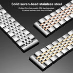 Bracelet de montre xDfind à sept perles en acier inoxydable massif, compatible avec Apple Watch 42/44/45/46/49 mm (22 mm) et Apple Watch 38/40/41/S10 (42 mm, 20 mm).