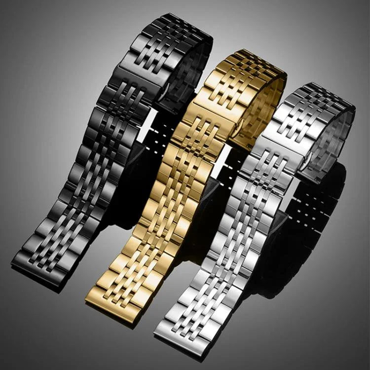 Bracelet de montre xDfind à sept perles en acier inoxydable massif, compatible avec Apple Watch 42/44/45/46/49 mm (22 mm) et Apple Watch 38/40/41/S10 (42 mm, 20 mm).