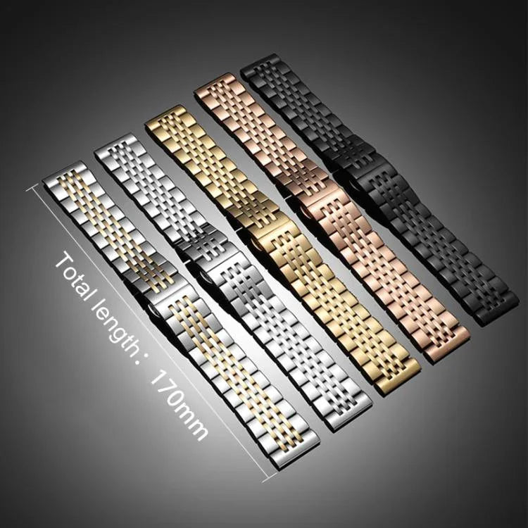 Bracelet de montre xDfind à sept perles en acier inoxydable massif, compatible avec Apple Watch 42/44/45/46/49 mm (22 mm) et Apple Watch 38/40/41/S10 (42 mm, 20 mm).