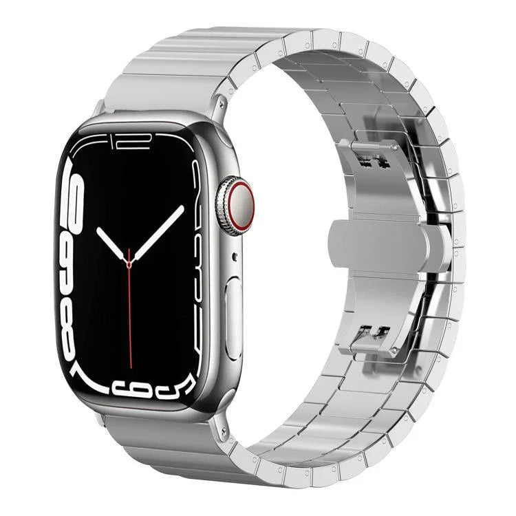 Bracelet de montre xDfind en bambou et acier inoxydable massif, à une perle, compatible avec Apple Watch 42/44/45/46/49 mm (22 mm) et Apple Watch 38/40/41/S10 (42 mm, 20 mm).