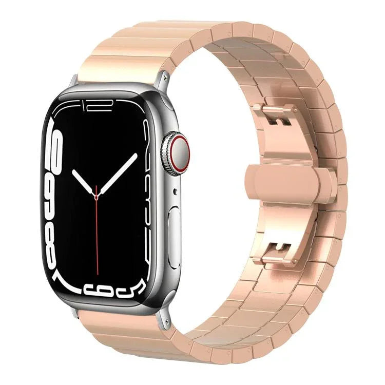 Bracelet de montre xDfind en bambou et acier inoxydable massif, à une perle, compatible avec Apple Watch 42/44/45/46/49 mm (22 mm) et Apple Watch 38/40/41/S10 (42 mm, 20 mm).