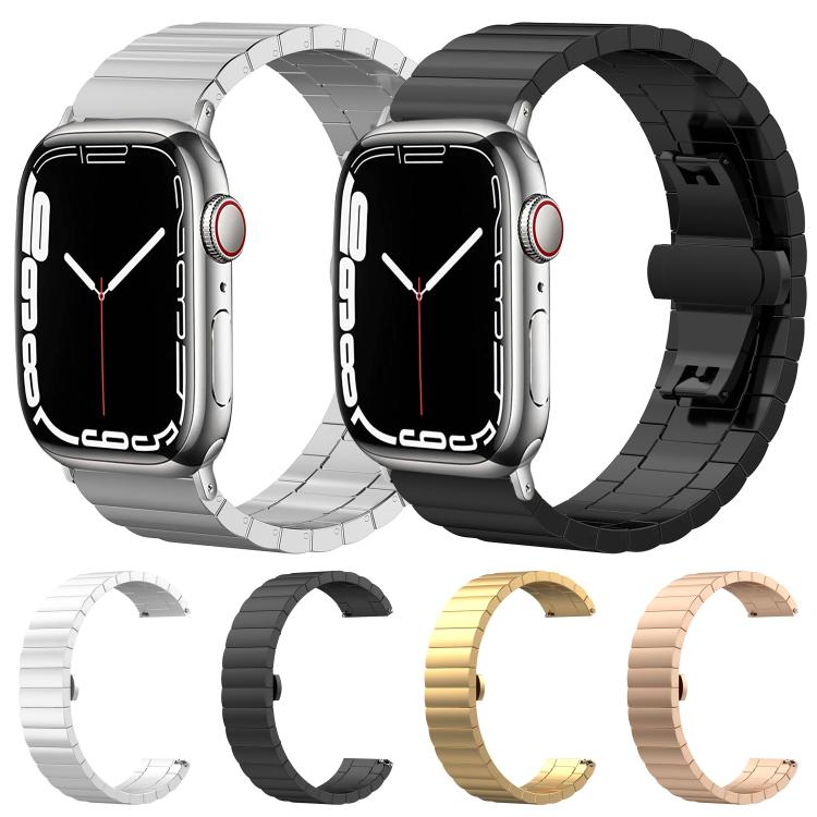 Bracelet de montre xDfind en bambou et acier inoxydable massif, à une perle, compatible avec Apple Watch 42/44/45/46/49 mm (22 mm) et Apple Watch 38/40/41/S10 (42 mm, 20 mm).
