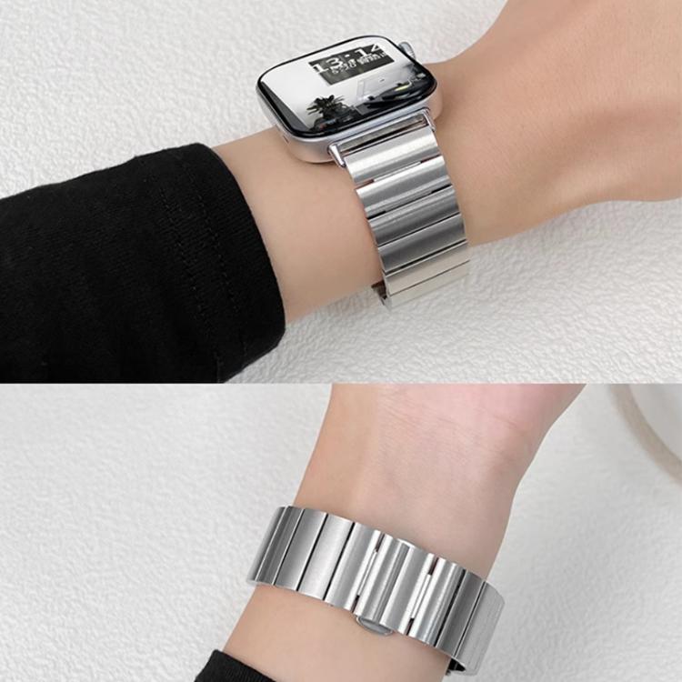 Bracelet de montre xDfind en bambou et acier inoxydable massif, à une perle, compatible avec Apple Watch 42/44/45/46/49 mm (22 mm) et Apple Watch 38/40/41/S10 (42 mm, 20 mm).