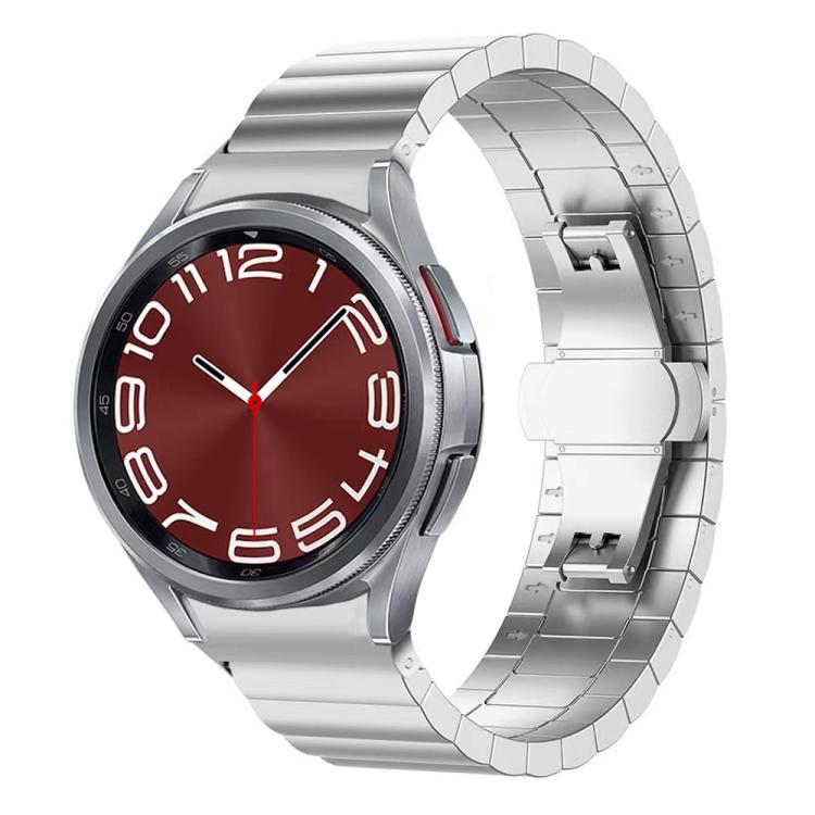 Bracelet de montre xDfind en bambou et acier inoxydable massif, à une perle, compatible avec Samsung Galaxy Watch8 / Watch8 Classic 22 mm, Samsung Galaxy Watch 7 / 6 / 5 / FE 20 mm et Samsung Galaxy Fit3 SM-R390 18 mm.