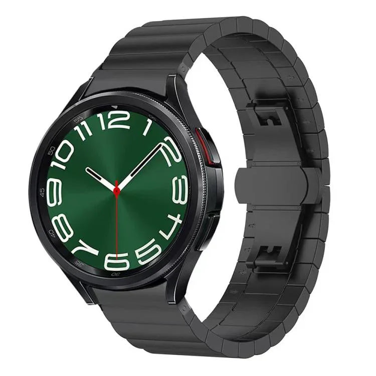 Bracelet de montre xDfind en bambou et acier inoxydable massif, à une perle, compatible avec Samsung Galaxy Watch8 / Watch8 Classic 22 mm, Samsung Galaxy Watch 7 / 6 / 5 / FE 20 mm et Samsung Galaxy Fit3 SM-R390 18 mm.