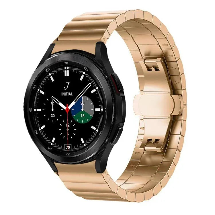 Bracelet de montre xDfind en bambou et acier inoxydable massif, à une perle, compatible avec Samsung Galaxy Watch8 / Watch8 Classic 22 mm, Samsung Galaxy Watch 7 / 6 / 5 / FE 20 mm et Samsung Galaxy Fit3 SM-R390 18 mm.