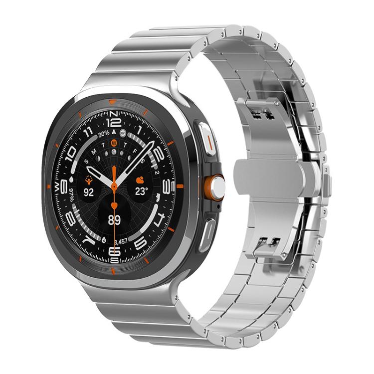 Bracelet de montre xDfind en bambou et acier inoxydable massif, à une perle, compatible avec Samsung Galaxy Watch8 / Watch8 Classic 22 mm, Samsung Galaxy Watch 7 / 6 / 5 / FE 20 mm et Samsung Galaxy Fit3 SM-R390 18 mm.