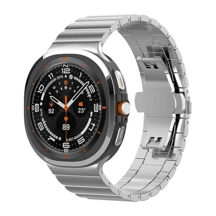 Bracelet de montre xDfind en bambou et acier inoxydable massif, à une perle, compatible avec Samsung Galaxy Watch8 / Watch8 Classic 22 mm, Samsung Galaxy Watch 7 / 6 / 5 / FE 20 mm et Samsung Galaxy Fit3 SM-R390 18 mm.