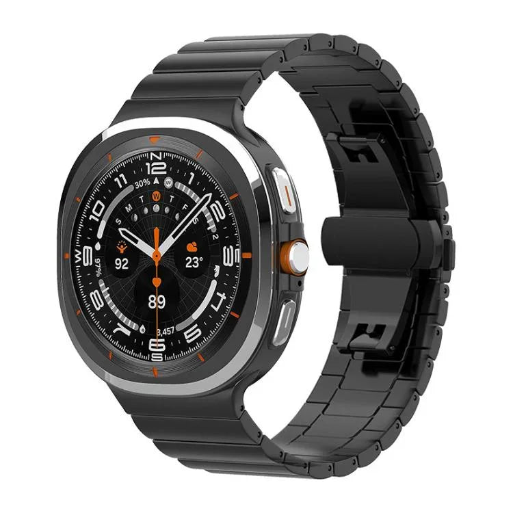 Bracelet de montre xDfind en bambou et acier inoxydable massif, à une perle, compatible avec Samsung Galaxy Watch8 / Watch8 Classic 22 mm, Samsung Galaxy Watch 7 / 6 / 5 / FE 20 mm et Samsung Galaxy Fit3 SM-R390 18 mm.