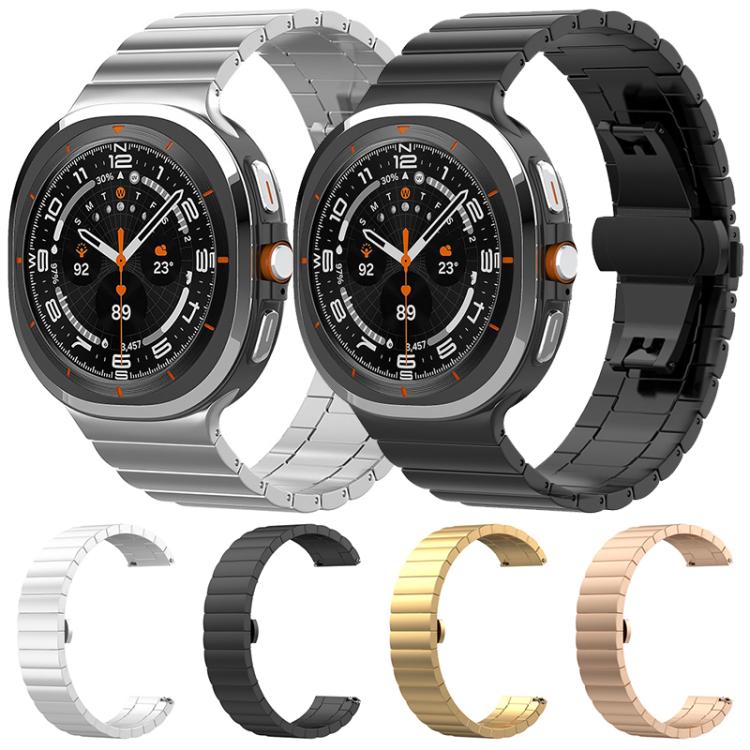 Bracelet de montre xDfind en bambou et acier inoxydable massif, à une perle, compatible avec Samsung Galaxy Watch8 / Watch8 Classic 22 mm, Samsung Galaxy Watch 7 / 6 / 5 / FE 20 mm et Samsung Galaxy Fit3 SM-R390 18 mm.