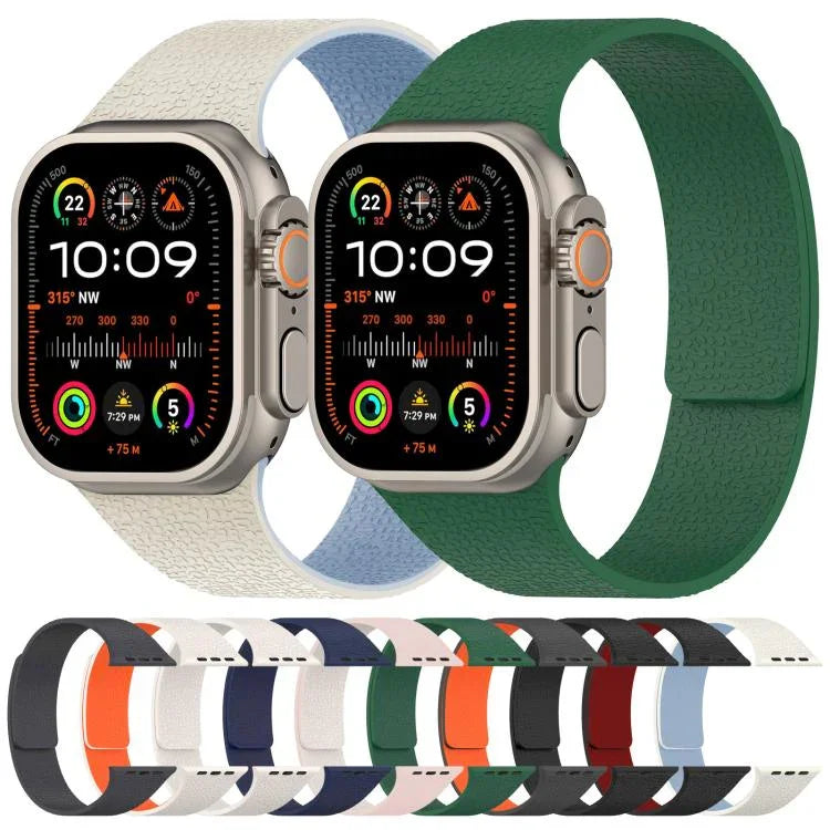 Bracelet de montre magnétique en silicone texturé litchi xDfind, compatible avec Apple Watch 42/44/45/46/49 mm et Apple Watch 38/40/41/S10 42 mm.