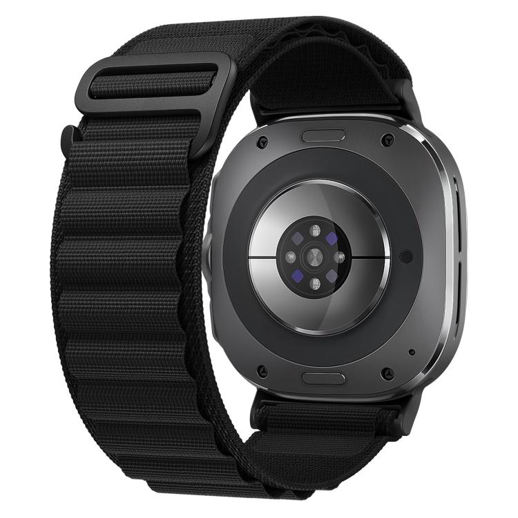 Bracelet de montre xDfind en nylon noir à boucle, compatible avec Samsung Galaxy Watch Ultra 47 mm / Ultra 2025 et Samsung Galaxy Watch 8 / 8 Classic.