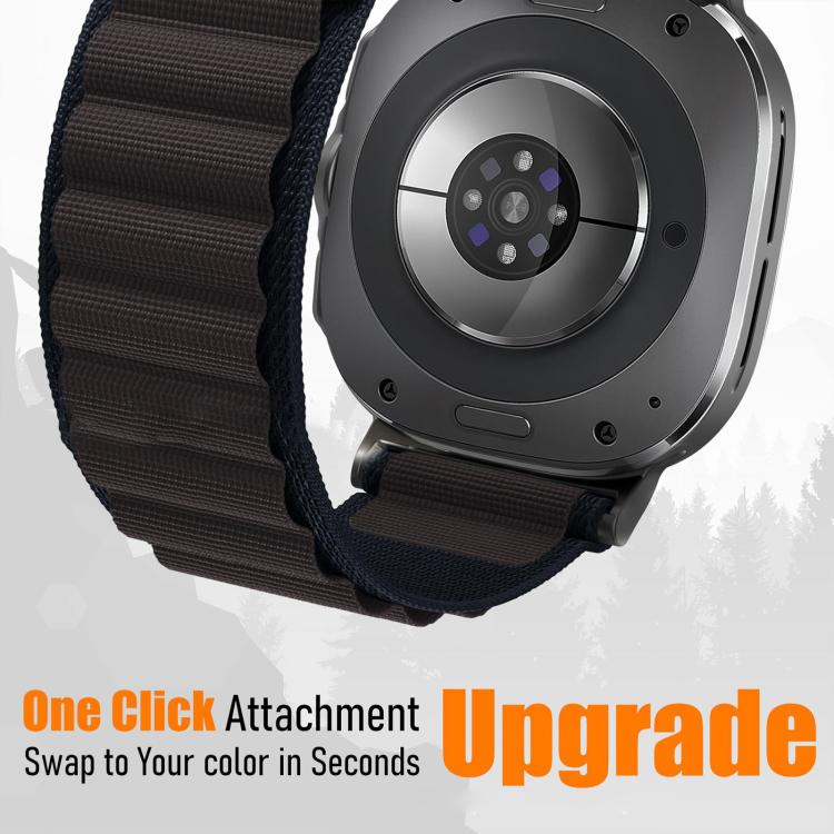 Bracelet de montre xDfind en nylon noir à boucle, compatible avec Samsung Galaxy Watch Ultra 47 mm / Ultra 2025 et Samsung Galaxy Watch 8 / 8 Classic.