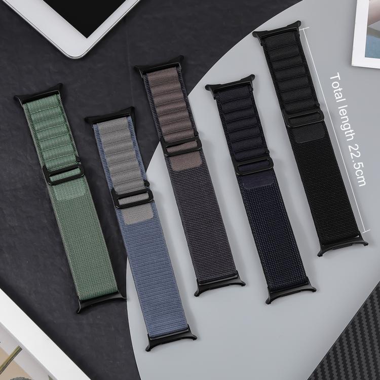 Bracelet de montre xDfind en nylon noir à boucle, compatible avec Samsung Galaxy Watch Ultra 47 mm / Ultra 2025 et Samsung Galaxy Watch 8 / 8 Classic.