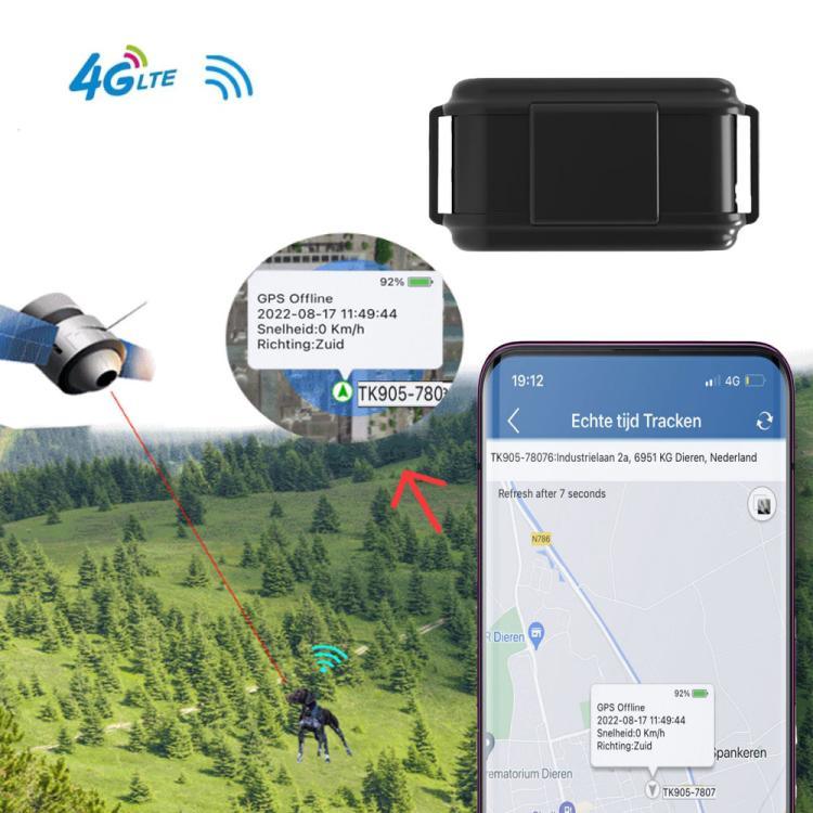 Traceur GPS TK919 4G pour collier de chien, étanche IP67