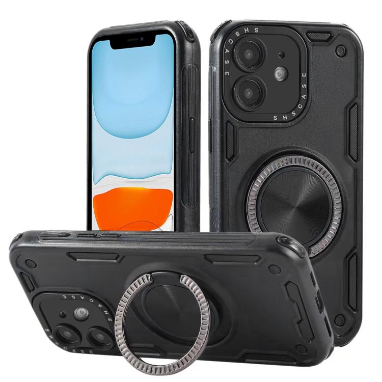 Coque de téléphone support magnétique rotatif Mecha à trois noyaux à 360 degrés, pour iPhone 12, pour iPhone 12 Pro, pour iPhone 11