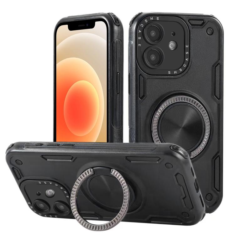 Coque de téléphone support magnétique rotatif Mecha à trois noyaux à 360 degrés, pour iPhone 12, pour iPhone 12 Pro, pour iPhone 11