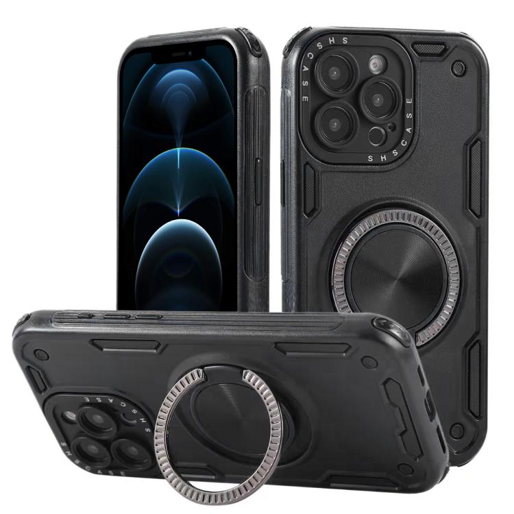 Coque de téléphone support magnétique rotatif Mecha à trois noyaux à 360 degrés, pour iPhone 12, pour iPhone 12 Pro, pour iPhone 11