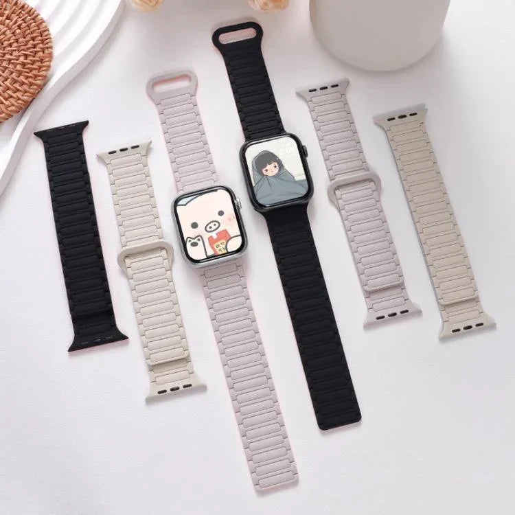 Bracelet de montre magnétique en silicone à trois billes xDfind, compatible avec Apple Watch 42/44/45/46/49 mm et Apple Watch 38/40/41/S10 42 mm.