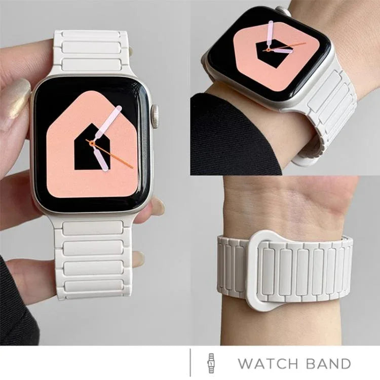 Bracelet de montre magnétique en silicone à trois billes xDfind, compatible avec Apple Watch 42/44/45/46/49 mm et Apple Watch 38/40/41/S10 42 mm.