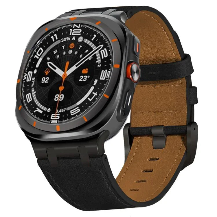 Bracelet de montre en cuir Crazy Horse, pour Samsung Galaxy Watch8 / Watch8 Classic