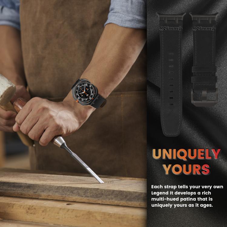 Bracelet de montre en cuir Crazy Horse, pour Samsung Galaxy Watch8 / Watch8 Classic