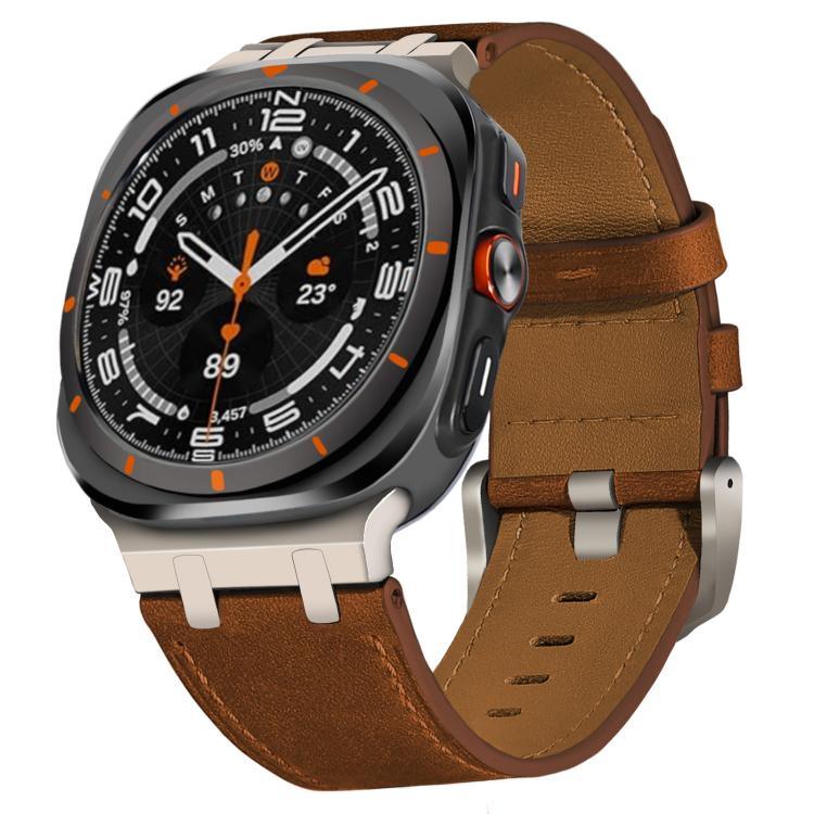 Bracelet de montre en cuir Crazy Horse, pour Samsung Galaxy Watch8 / Watch8 Classic