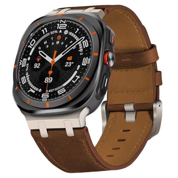 Bracelet de montre en cuir Crazy Horse, pour Samsung Galaxy Watch8 / Watch8 Classic
