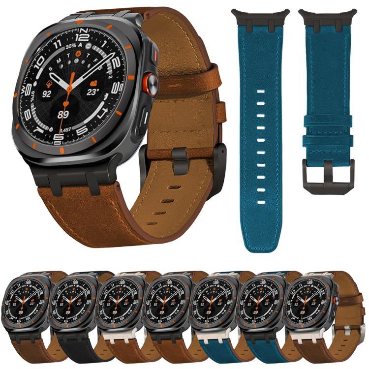 Bracelet de montre en cuir Crazy Horse, pour Samsung Galaxy Watch8 / Watch8 Classic