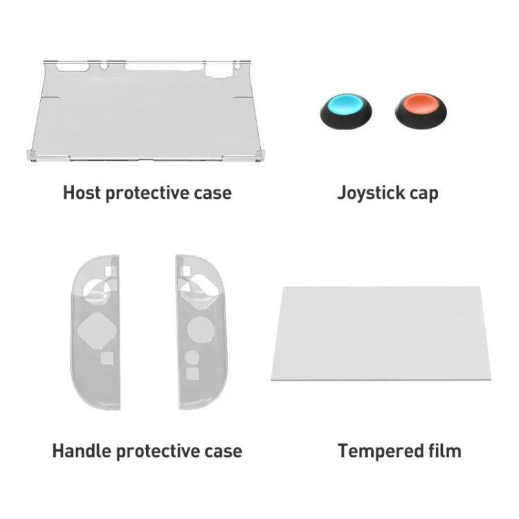 Pour Nintendo Switch 2 iPlay HBS-2817 Étui de protection transparent 6 en 1 pour contrôleur