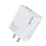 Chargeur rapide WK WP-U64 45W Kinkong Flash Charge USB+Type-C, prise EU, prise UK, prise US