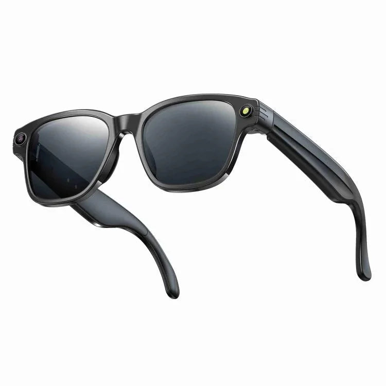 Lunettes intelligentes L801 avec caméra HD 8 MP, enregistrement vidéo, transmission WiFi, assistant vocal intelligent et casque audio connecté.