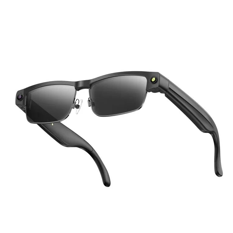 Lunettes intelligentes L802 avec caméra HD 8 MP, enregistrement vidéo, transmission WiFi, assistant vocal intelligent et casque audio connecté.
