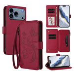 Étui de téléphone en cuir portefeuille à fermeture éclair multi-cartes motif papillon, pour iPhone 17e/16e, pour iPhone 17 Pro Max, pour iPhone 17 Pro, pour iPhone 17, pour iPhone Air, pour iPhone 16 Pro Max