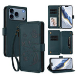 Étui de téléphone en cuir portefeuille à fermeture éclair multi-cartes motif papillon, pour iPhone 17e/16e, pour iPhone 17 Pro Max, pour iPhone 17 Pro, pour iPhone 17, pour iPhone Air, pour iPhone 16 Pro Max