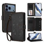 Étui de téléphone en cuir portefeuille à fermeture éclair multi-cartes motif papillon, pour iPhone 17e/16e, pour iPhone 17 Pro Max, pour iPhone 17 Pro, pour iPhone 17, pour iPhone Air, pour iPhone 16 Pro Max