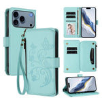 Étui de téléphone en cuir portefeuille à fermeture éclair multi-cartes motif papillon, pour iPhone 17e/16e, pour iPhone 17 Pro Max, pour iPhone 17 Pro, pour iPhone 17, pour iPhone Air, pour iPhone 16 Pro Max
