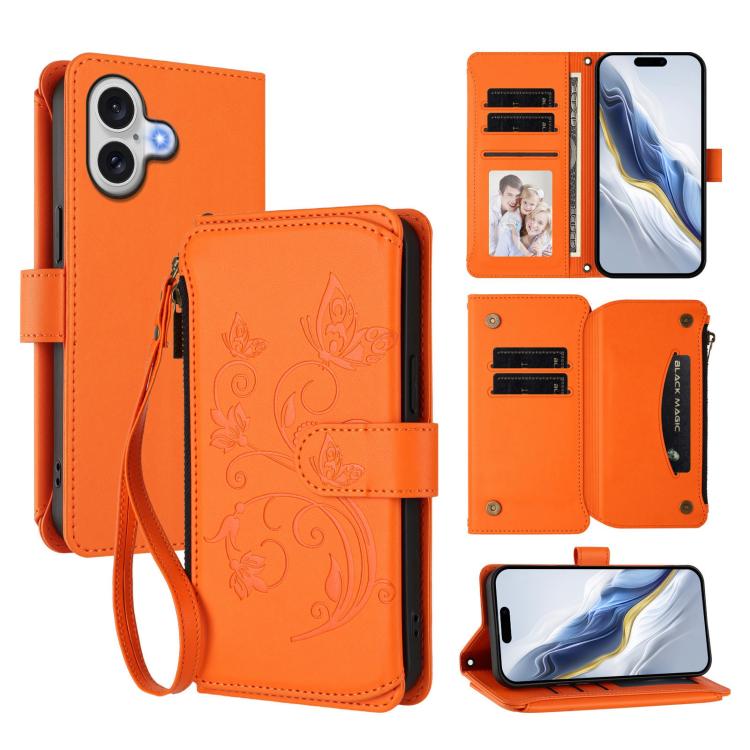 Étui de téléphone en cuir portefeuille à fermeture éclair multi-cartes motif papillon, pour iPhone 17e/16e, pour iPhone 17 Pro Max, pour iPhone 17 Pro, pour iPhone 17, pour iPhone Air, pour iPhone 16 Pro Max