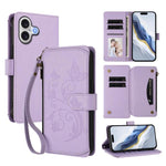 Étui de téléphone en cuir portefeuille à fermeture éclair multi-cartes motif papillon, pour iPhone 17e/16e, pour iPhone 17 Pro Max, pour iPhone 17 Pro, pour iPhone 17, pour iPhone Air, pour iPhone 16 Pro Max