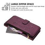 Étui de téléphone en cuir portefeuille à fermeture éclair multi-cartes motif papillon, pour iPhone 17e/16e, pour iPhone 17 Pro Max, pour iPhone 17 Pro, pour iPhone 17, pour iPhone Air, pour iPhone 16 Pro Max