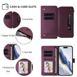 Étui de téléphone en cuir portefeuille à fermeture éclair multi-cartes motif papillon, pour iPhone 17e/16e, pour iPhone 17 Pro Max, pour iPhone 17 Pro, pour iPhone 17, pour iPhone Air, pour iPhone 16 Pro Max