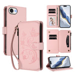 Étui de téléphone en cuir portefeuille à fermeture éclair multi-cartes motif papillon, pour iPhone 17e/16e, pour iPhone 17 Pro Max, pour iPhone 17 Pro, pour iPhone 17, pour iPhone Air, pour iPhone 16 Pro Max