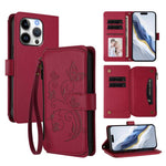 Étui de téléphone en cuir portefeuille à fermeture éclair multi-cartes motif papillon, pour iPhone 17e/16e, pour iPhone 17 Pro Max, pour iPhone 17 Pro, pour iPhone 17, pour iPhone Air, pour iPhone 16 Pro Max